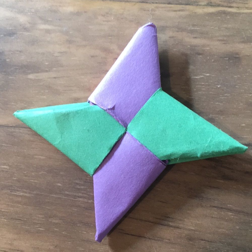 Homemade 5” Green & Purple Paper ninja star